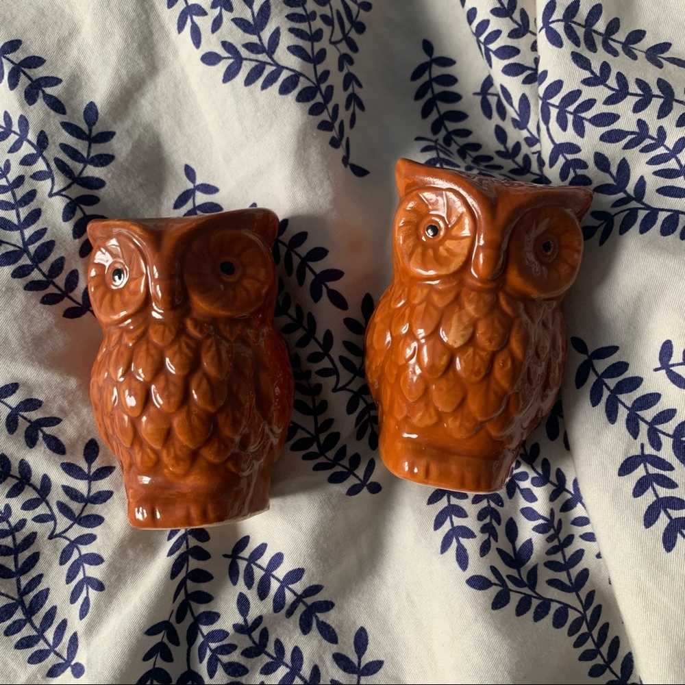 retro pair of vintage owl salt & pepper shakers ✨ - Picture 6 of 8